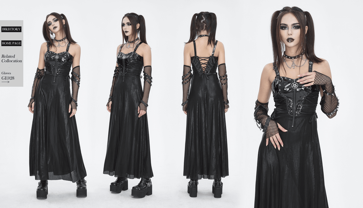 Gothic Lace-Up Back Dress with Adjustable Shoulder Straps - image 18
