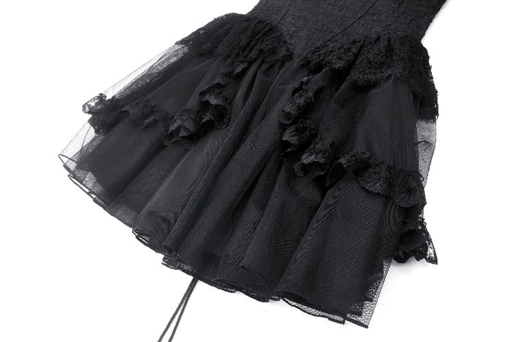 Gothic Lace-Up Black Tulle Dress - Trendy Style - image 8