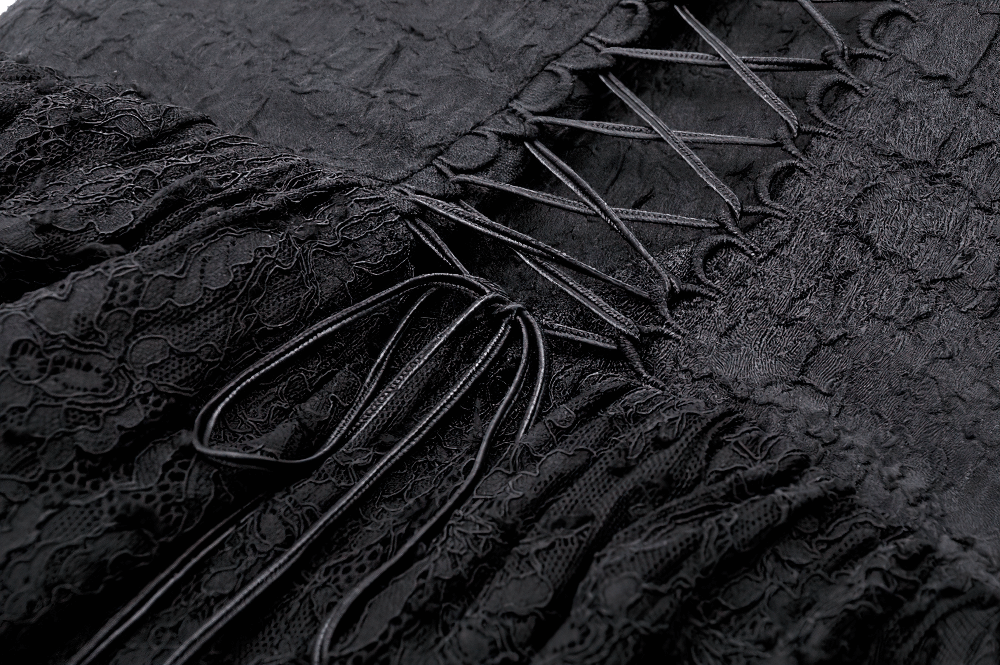 Gothic Lace-Up Black Tulle Dress - Trendy Style - image 9