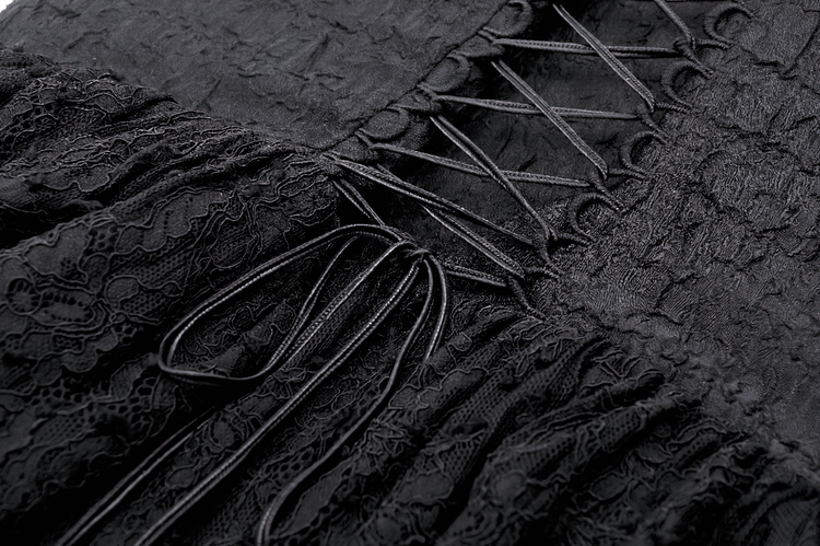 Gothic Lace-Up Black Tulle Dress - Trendy Style - image 9