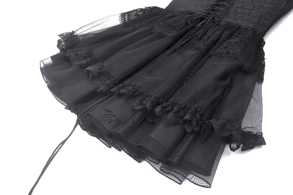 Gothic Lace-Up Black Tulle Dress - Trendy Style - image 10