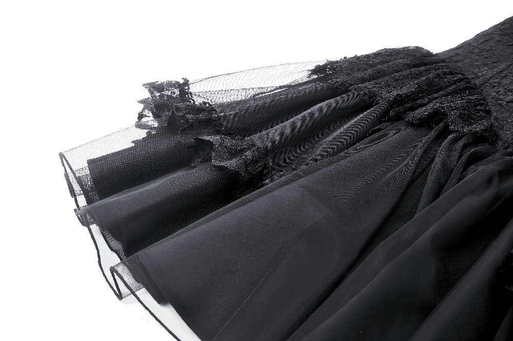 Gothic Lace-Up Black Tulle Dress - Trendy Style - image 12