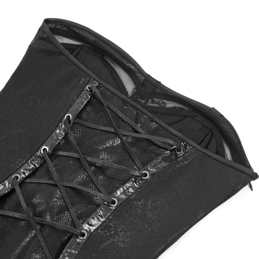 Gothic Lace-Up Maxi Dress with Chain and Corset Details - image 9
