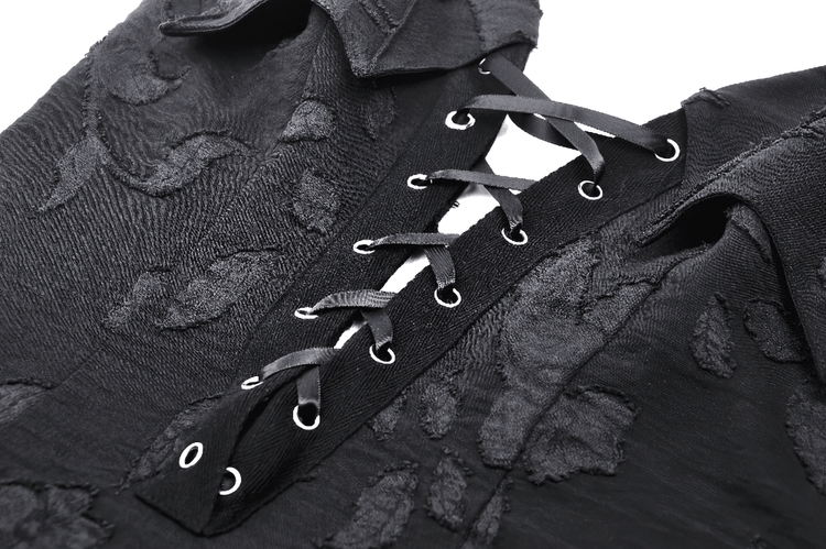 Gothic Lace-Up Ruffled Black Dress with Jagged Hemline - image 7