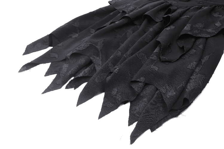 Gothic Lace-Up Ruffled Black Dress with Jagged Hemline - image 9