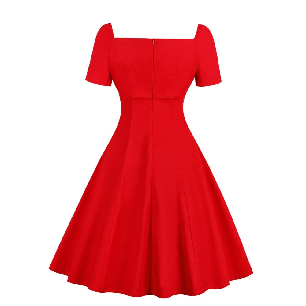 Gothic Lace Up Short Sleeves Dress / Women's Cotton Zipper Dresses / Female Elegant Clothing - image 4