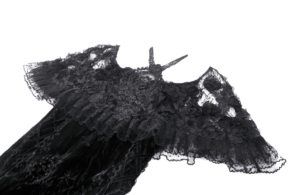 Gothic Lace Velvet Maxi Dress with Ruffled Hem - image 6