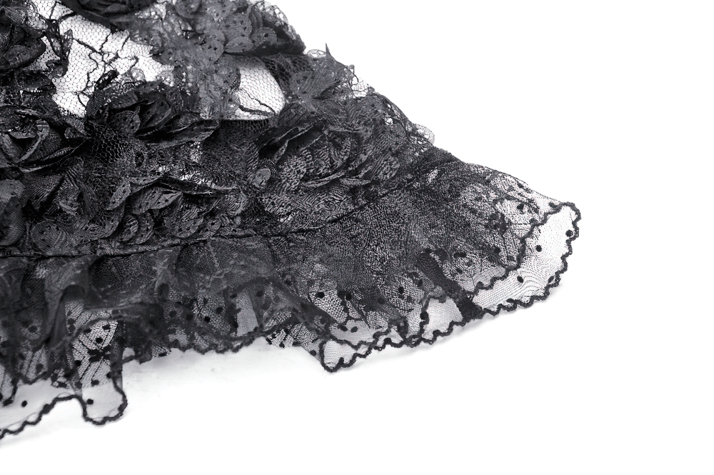 Gothic Lace Velvet Maxi Dress with Ruffled Hem - image 7