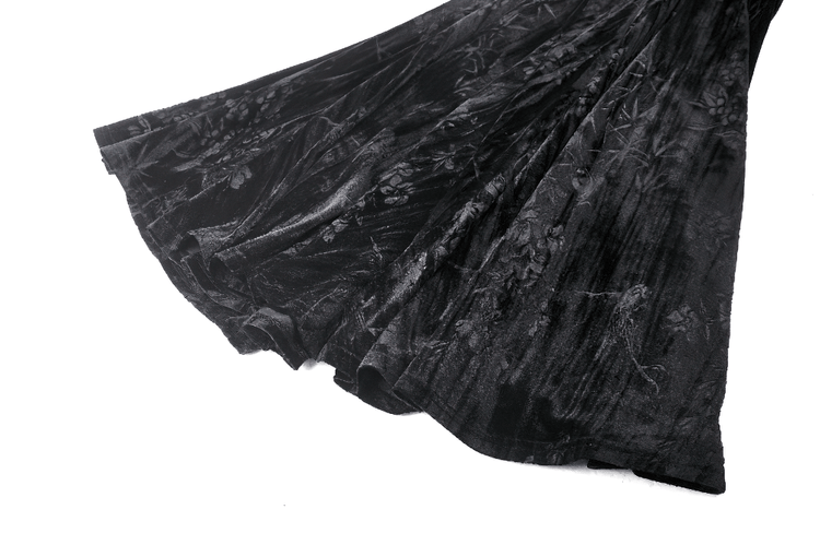 Gothic Lace Velvet Maxi Dress with Ruffled Hem - image 11