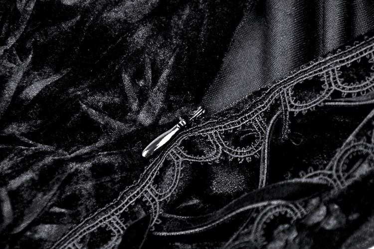 Gothic Lace Velvet Maxi Dress with Ruffled Hem - image 12