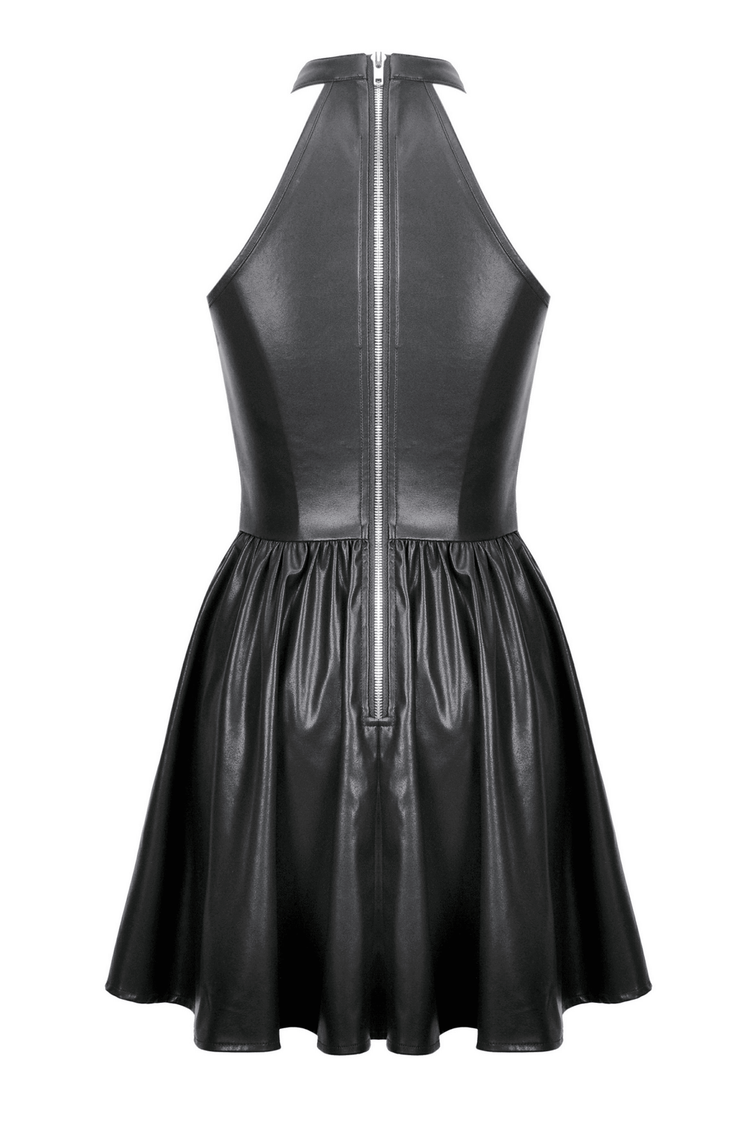 US SALE of Gothic Leather Dress with Chain Details and Zipper Back - image 5