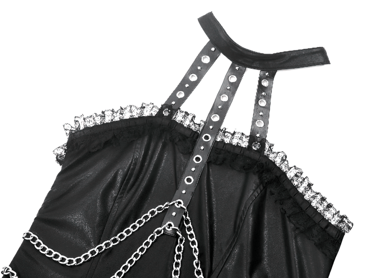 US SALE of Gothic Leather Dress with Chain Details and Zipper Back - image 6