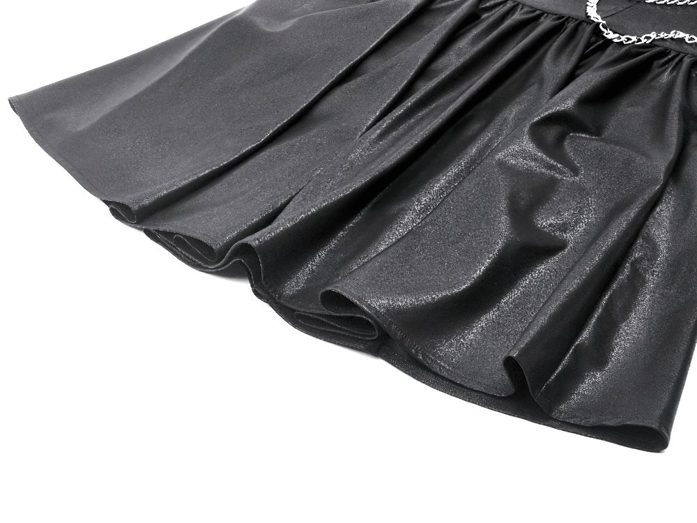 Gothic Leather Dress with Chain Details and Zipper Back - image 8