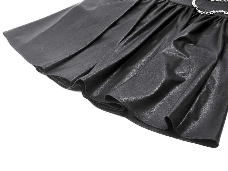 Gothic Leather Dress with Chain Details and Zipper Back - image 8