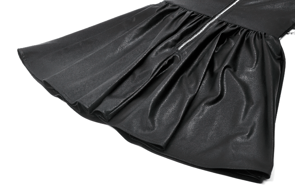 US SALE of Gothic Leather Dress with Chain Details and Zipper Back - image 9