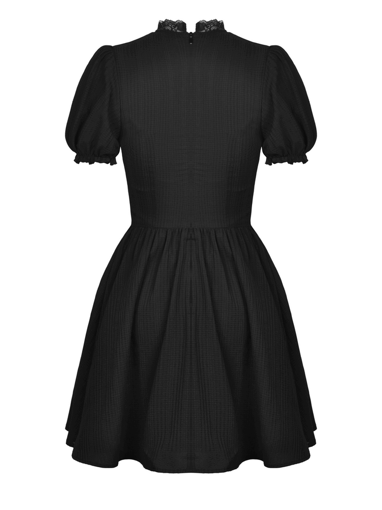 Gothic Lolita Black Lace Cross Tulle Short Dress - image 5