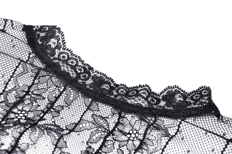 Gothic Lolita Black Lace Cross Tulle Short Dress - image 7