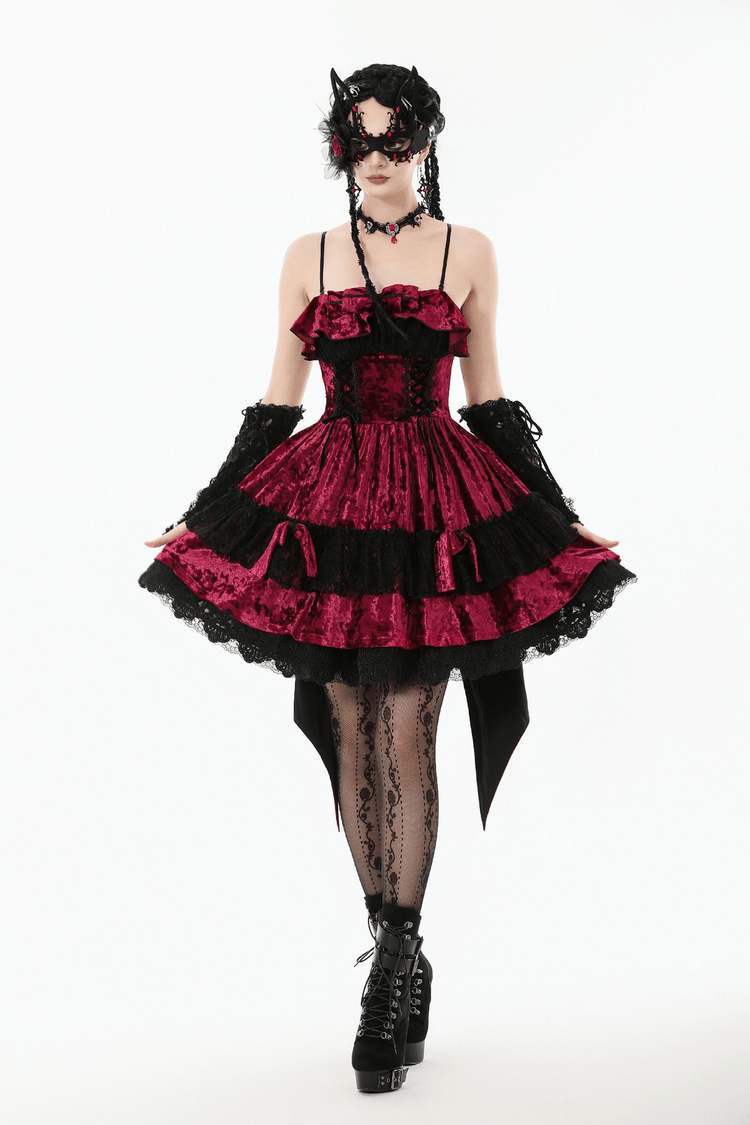 Gothic Lolita Mini Dress with Black Lace Details - image 14