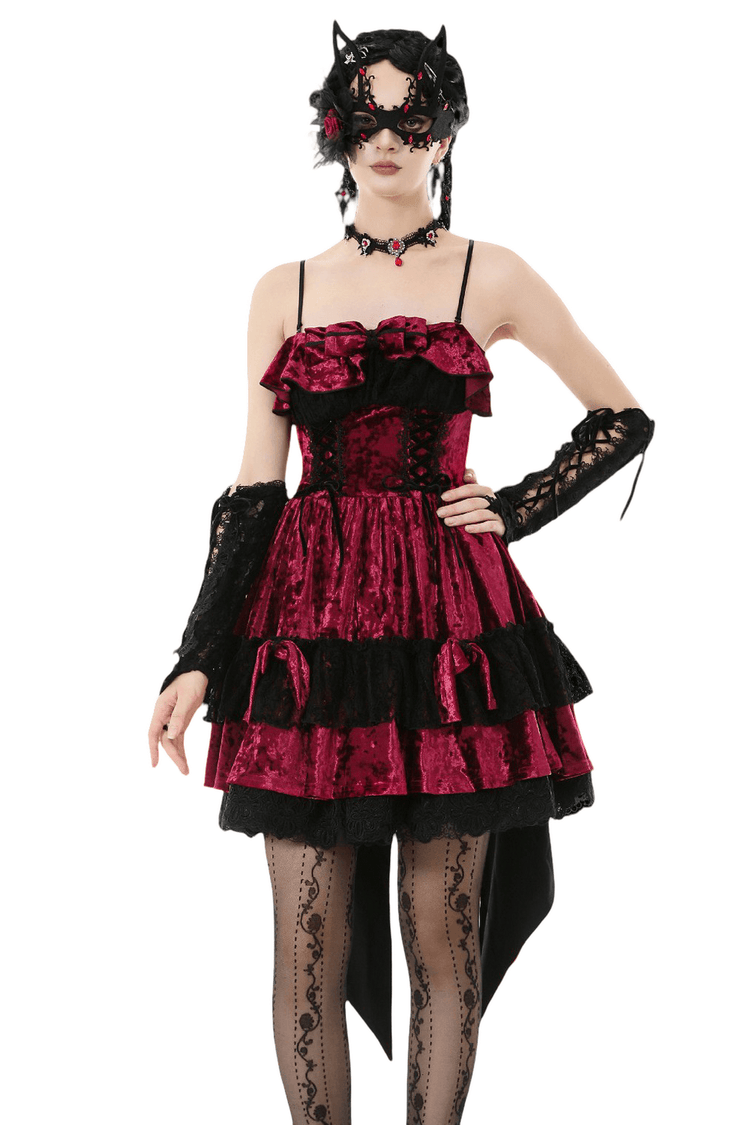 Gothic Lolita Mini Dress with Black Lace Details - image 1