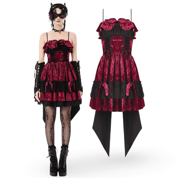 Gothic Lolita Mini Dress with Black Lace Details - image 3