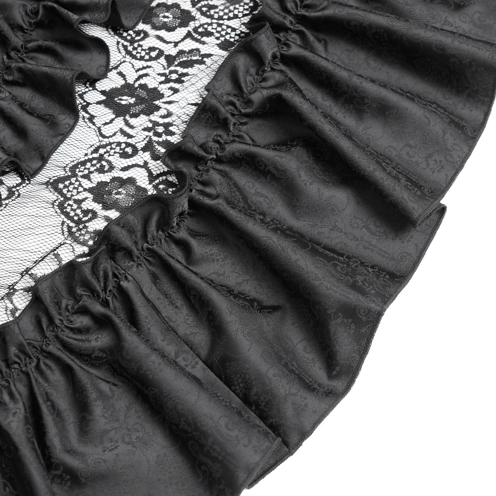 Gothic Long Black and Wine Red Lace Medieval Style Dress - image 10