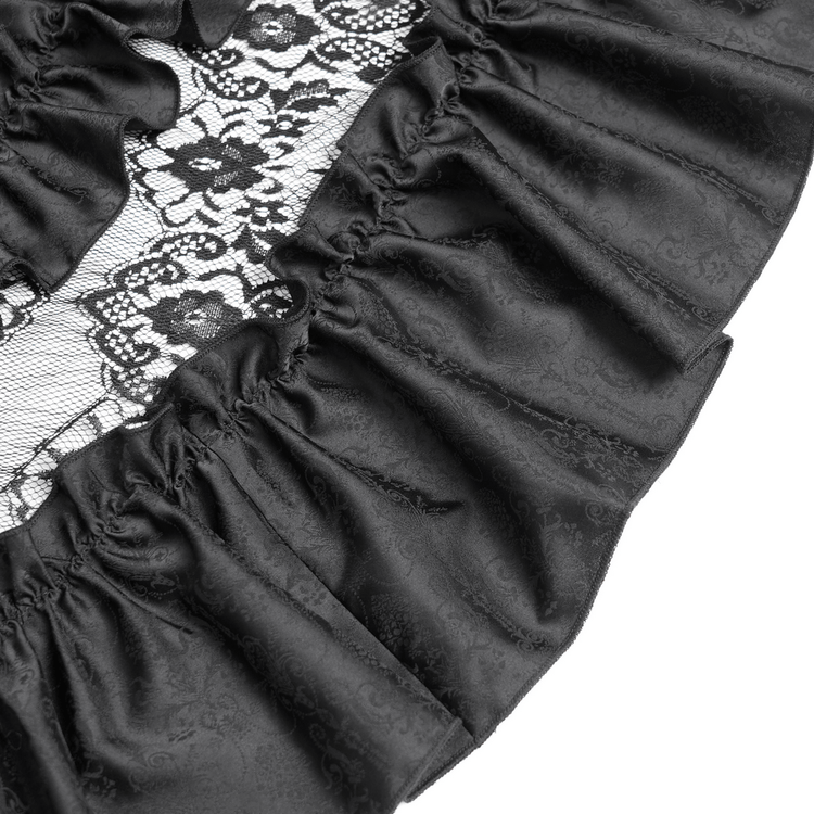 Gothic Long Black and Wine Red Lace Medieval Style Dress - image 10