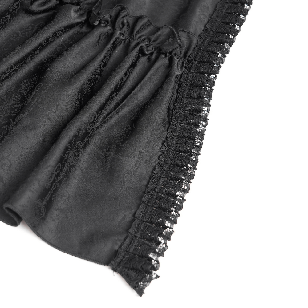 Gothic Long Black and Wine Red Lace Medieval Style Dress - image 11