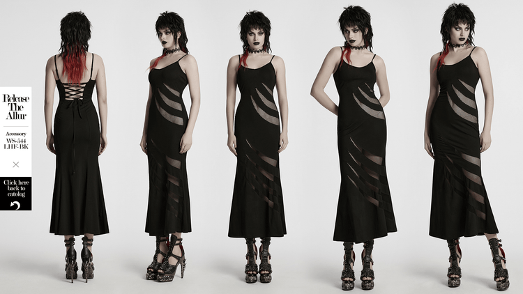 Gothic Mesh Panel Dress with Claw Slashed Design - image 13