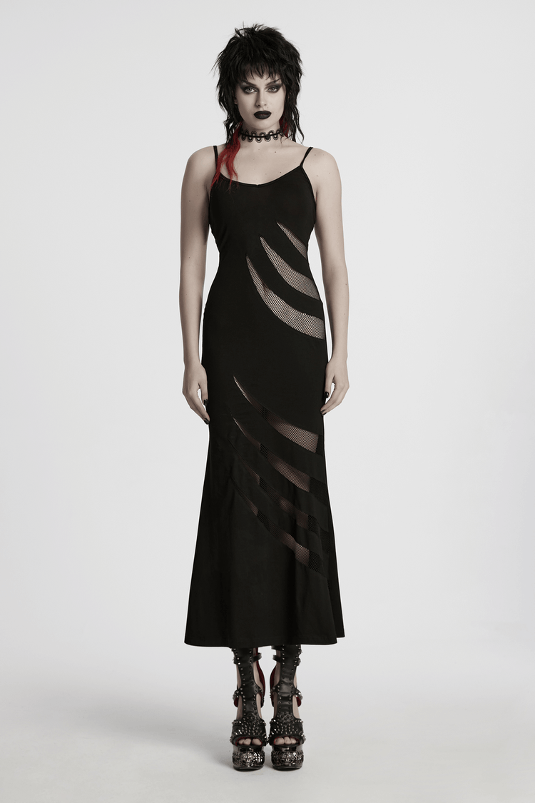 Gothic Mesh Panel Dress with Claw Slashed Design - image 9