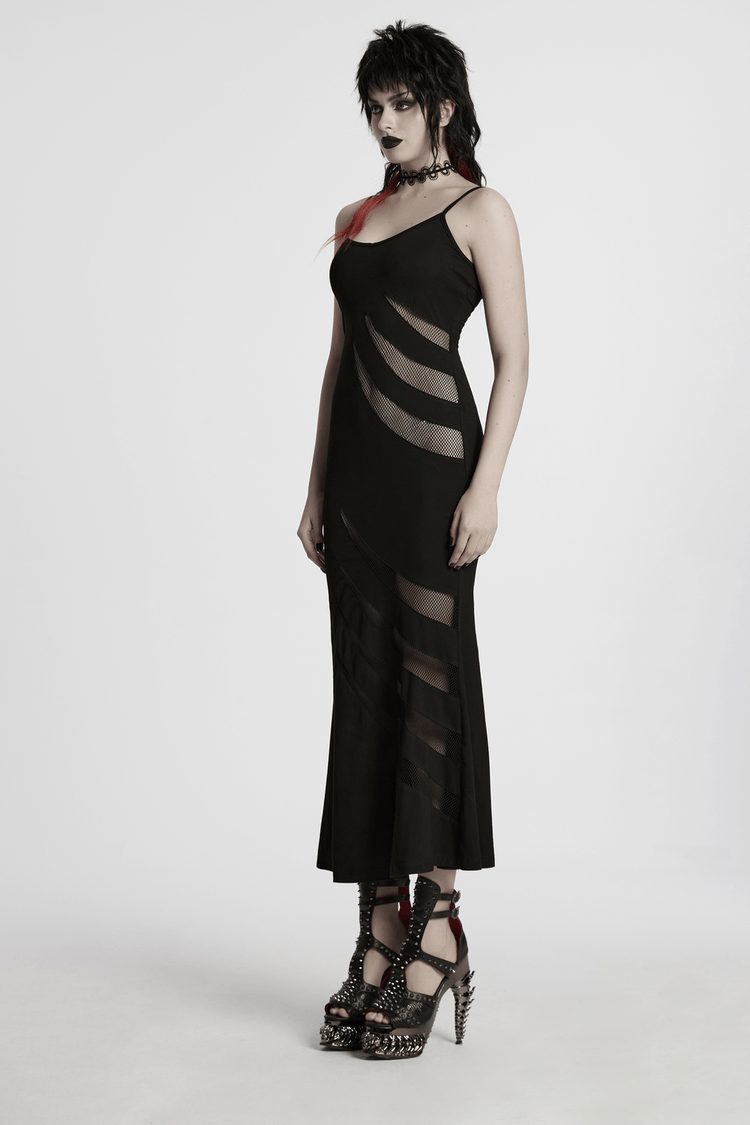 Gothic Mesh Panel Dress with Claw Slashed Design - image 11