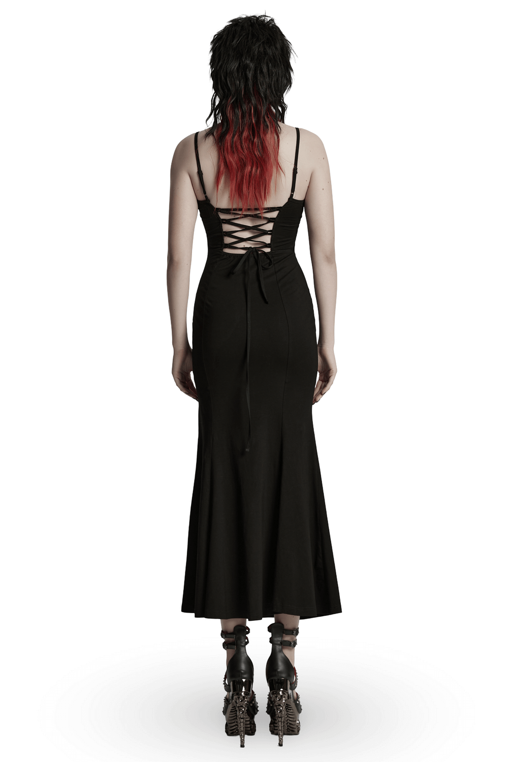 Gothic Mesh Panel Dress with Claw Slashed Design - image 2