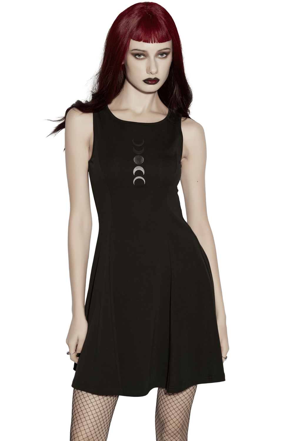 Gothic Moon Phase Skater Black Dress for Women - image 1
