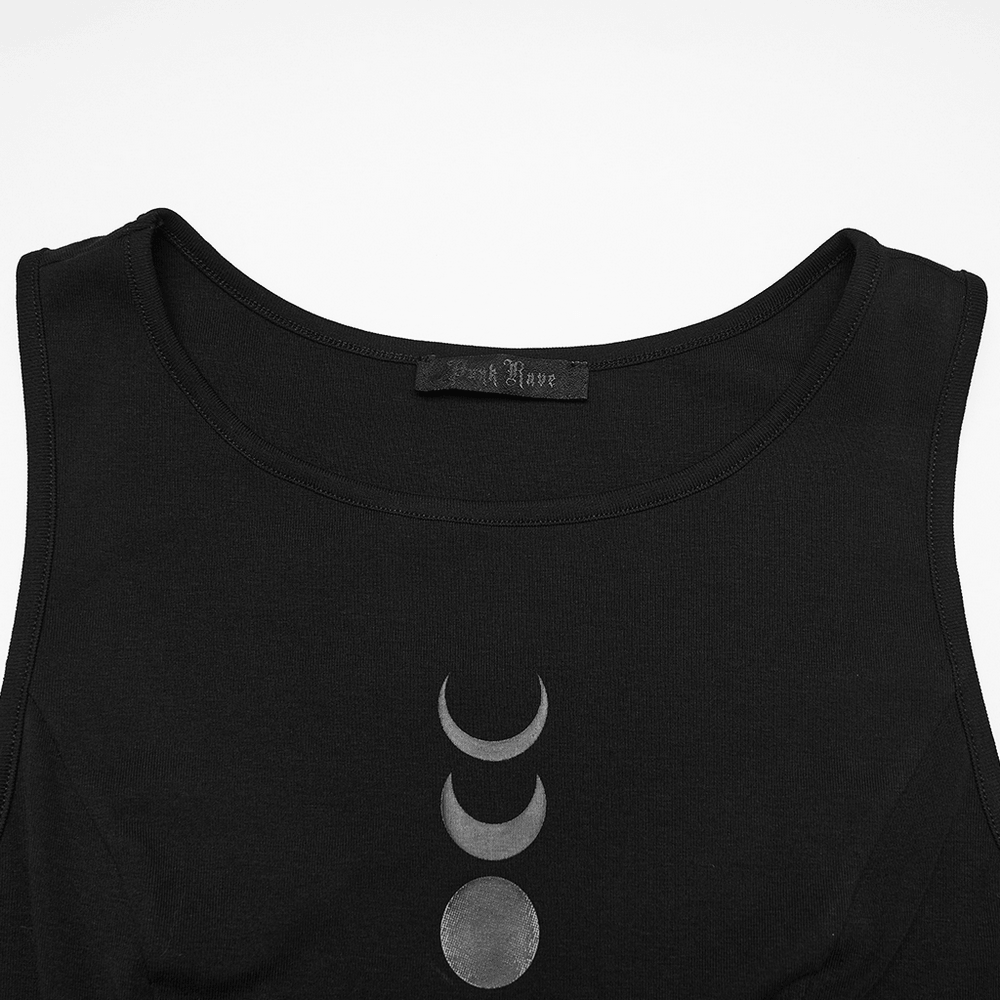 Gothic Moon Phase Skater Black Dress for Women - image 7