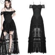 Gothic Off-Shoulder Lace High-Low Dress for Women - image 3