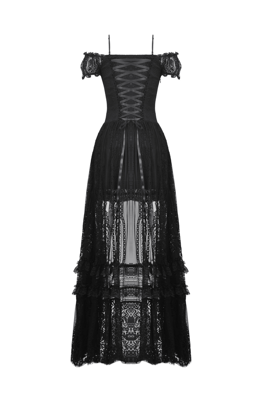 Gothic Off-Shoulder Lace High-Low Dress for Women - image 5
