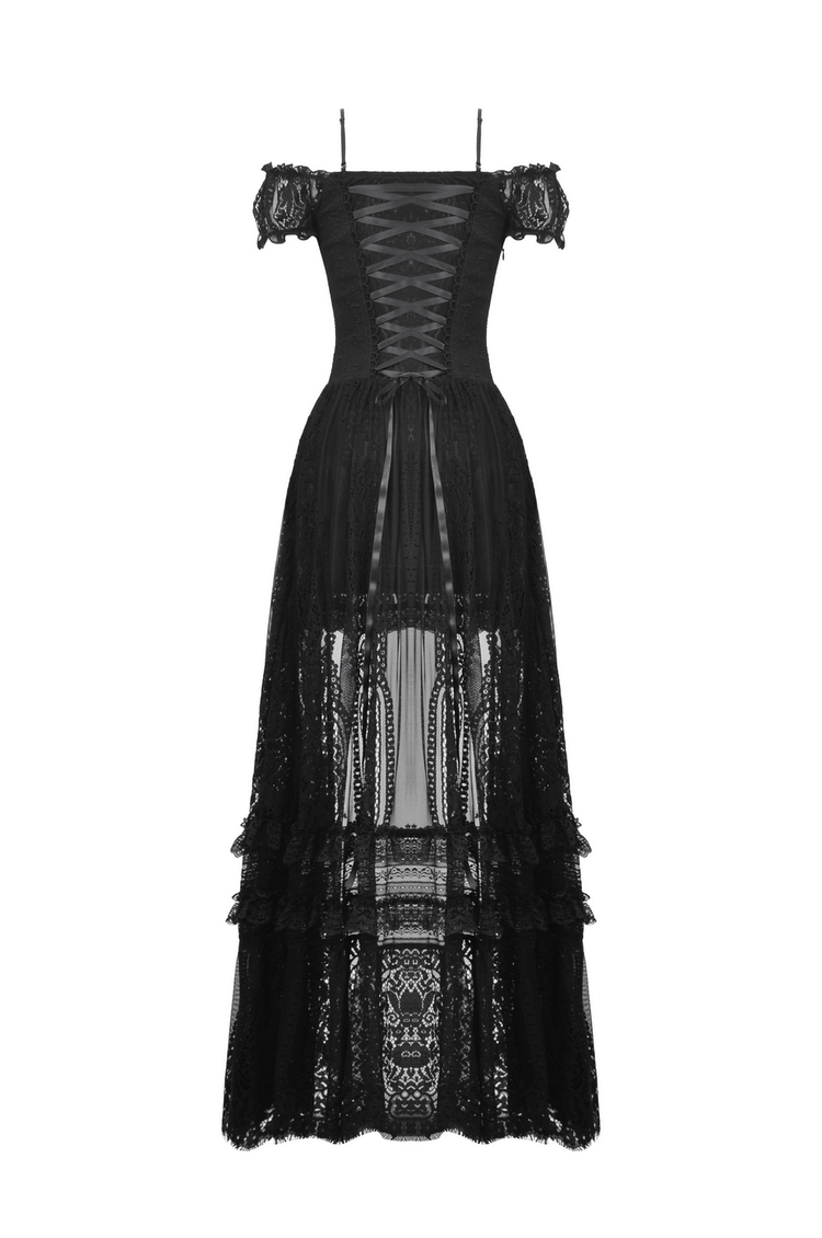Gothic Off-Shoulder Lace High-Low Dress for Women - image 5
