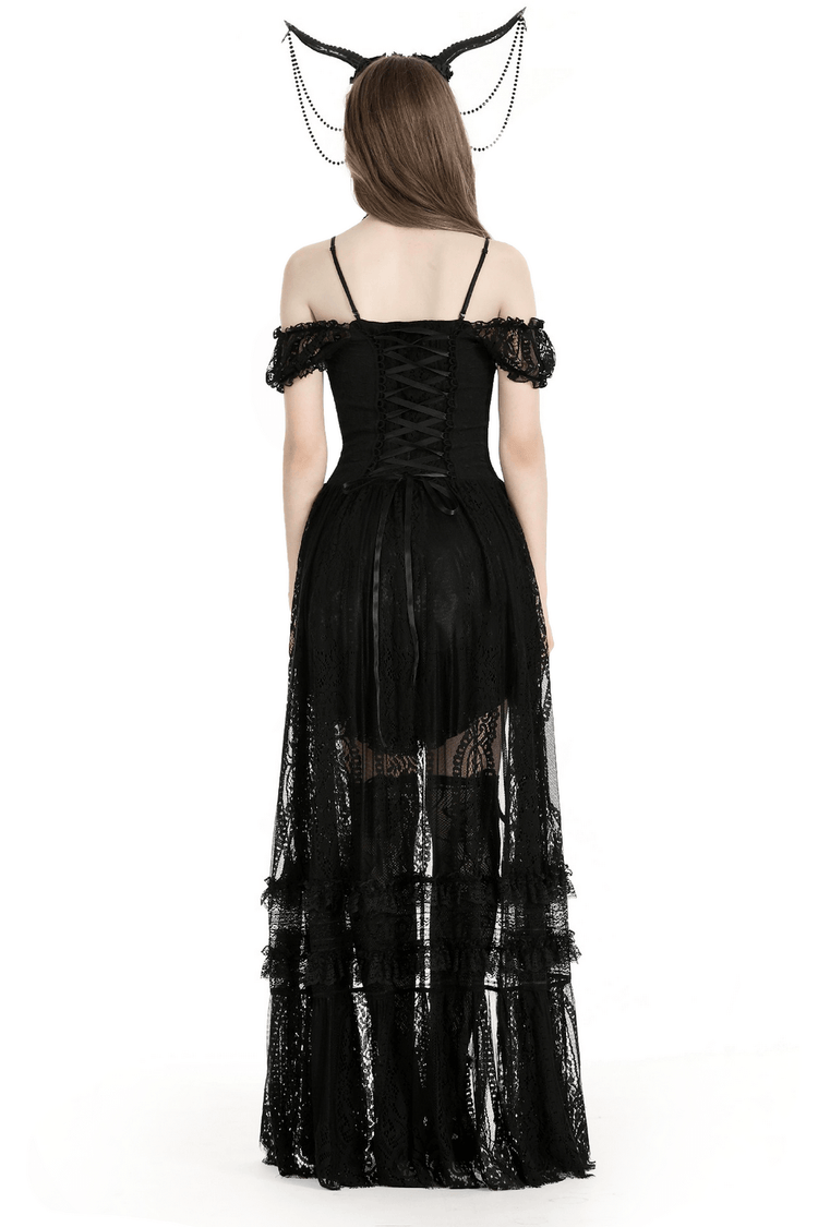 Gothic Off-Shoulder Lace High-Low Dress for Women - image 2