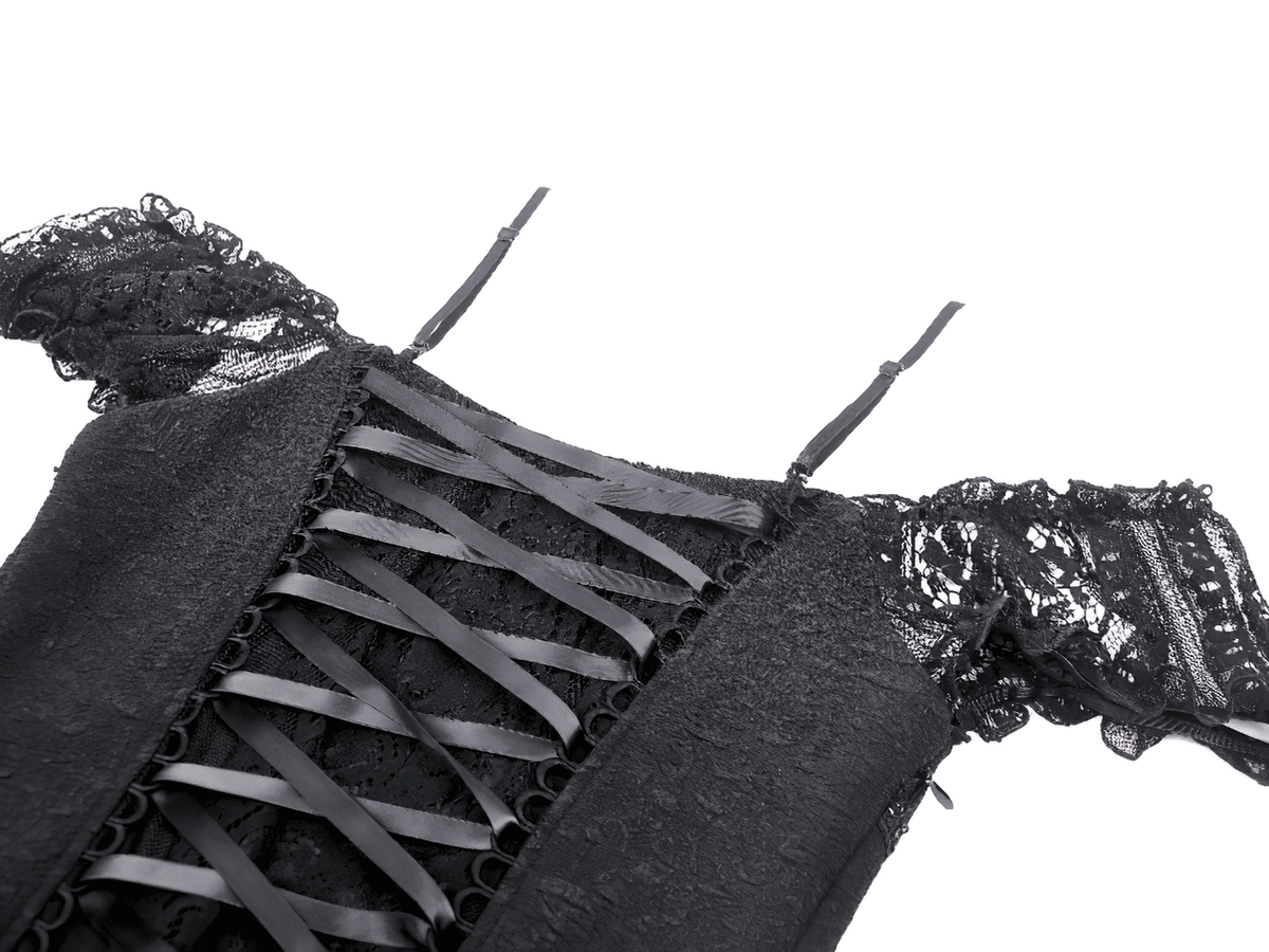 Gothic Off-Shoulder Lace High-Low Dress for Women - image 7