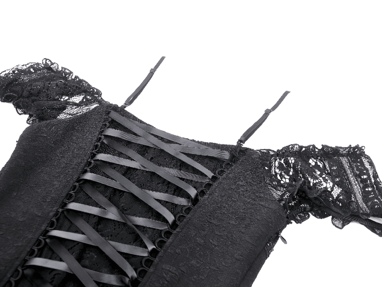 Gothic Off-Shoulder Lace High-Low Dress for Women - image 7