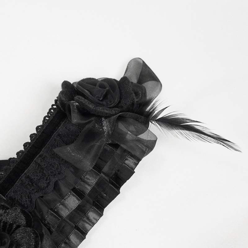 Gothic Off Shoulder Semi Transperent Dress / Women's Pattern Ruffled Dress - image 15