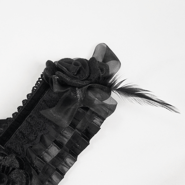 Gothic Off Shoulder Semi Transperent Dress / Women's Pattern Ruffled Dress - image 15