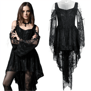 Gothic Off-the-Shoulder Lace Dress with Long Sleeves - image 3