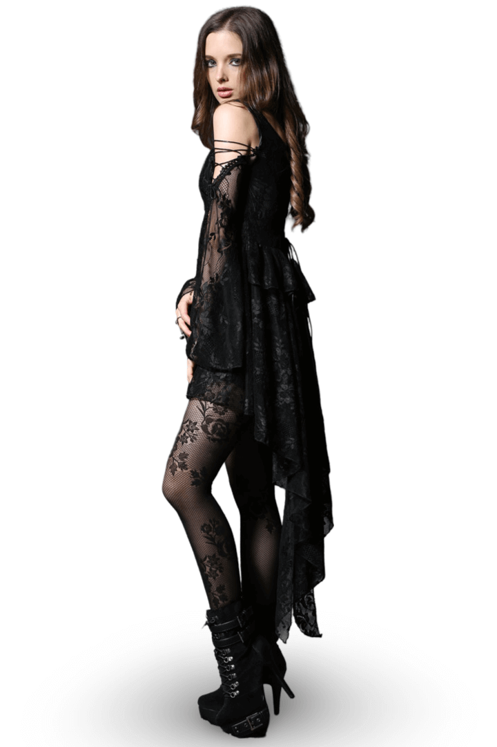 Gothic Off-the-Shoulder Lace Dress with Long Sleeves - image 2