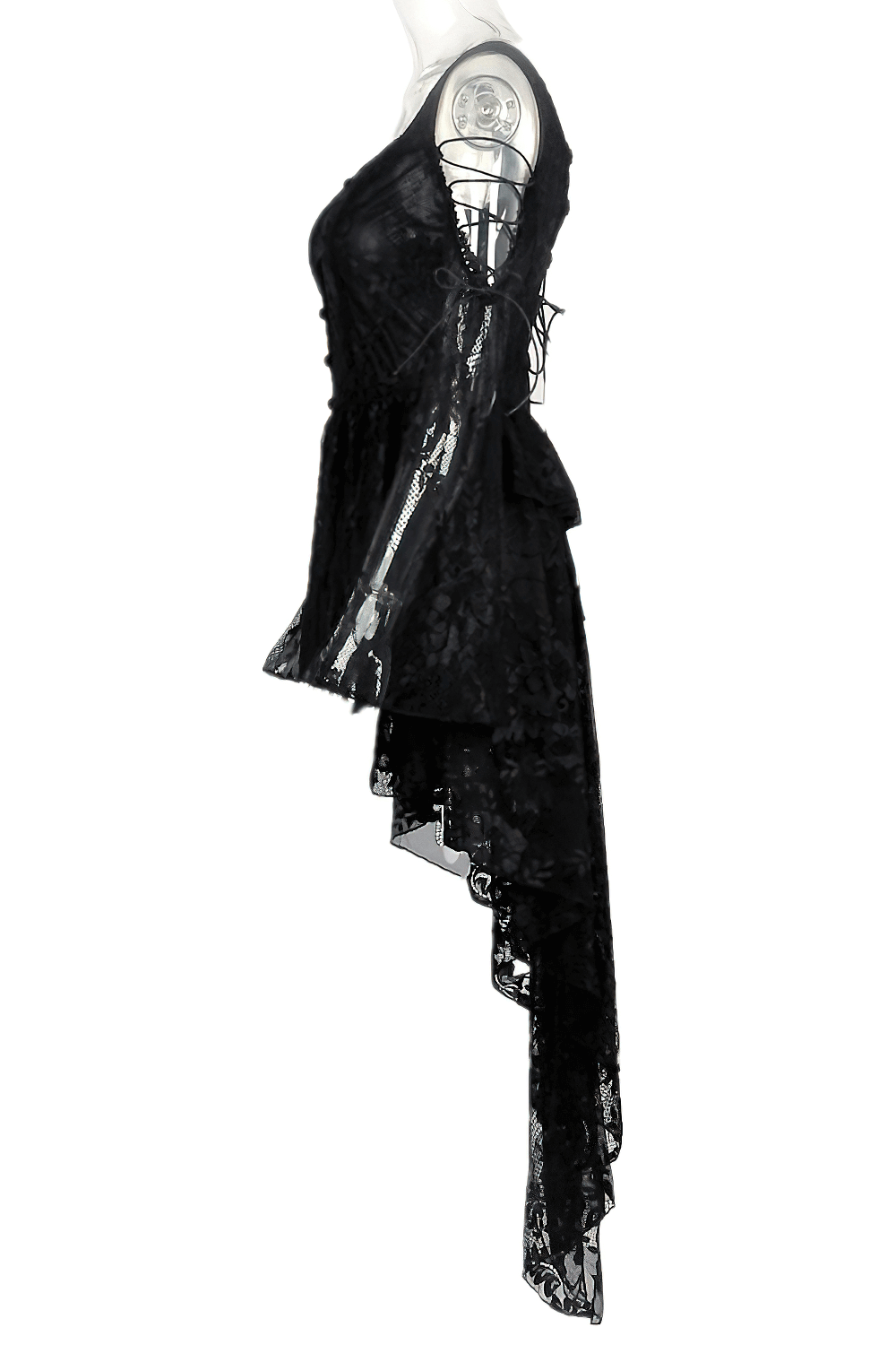 Gothic Off-the-Shoulder Lace Dress with Long Sleeves - image 5