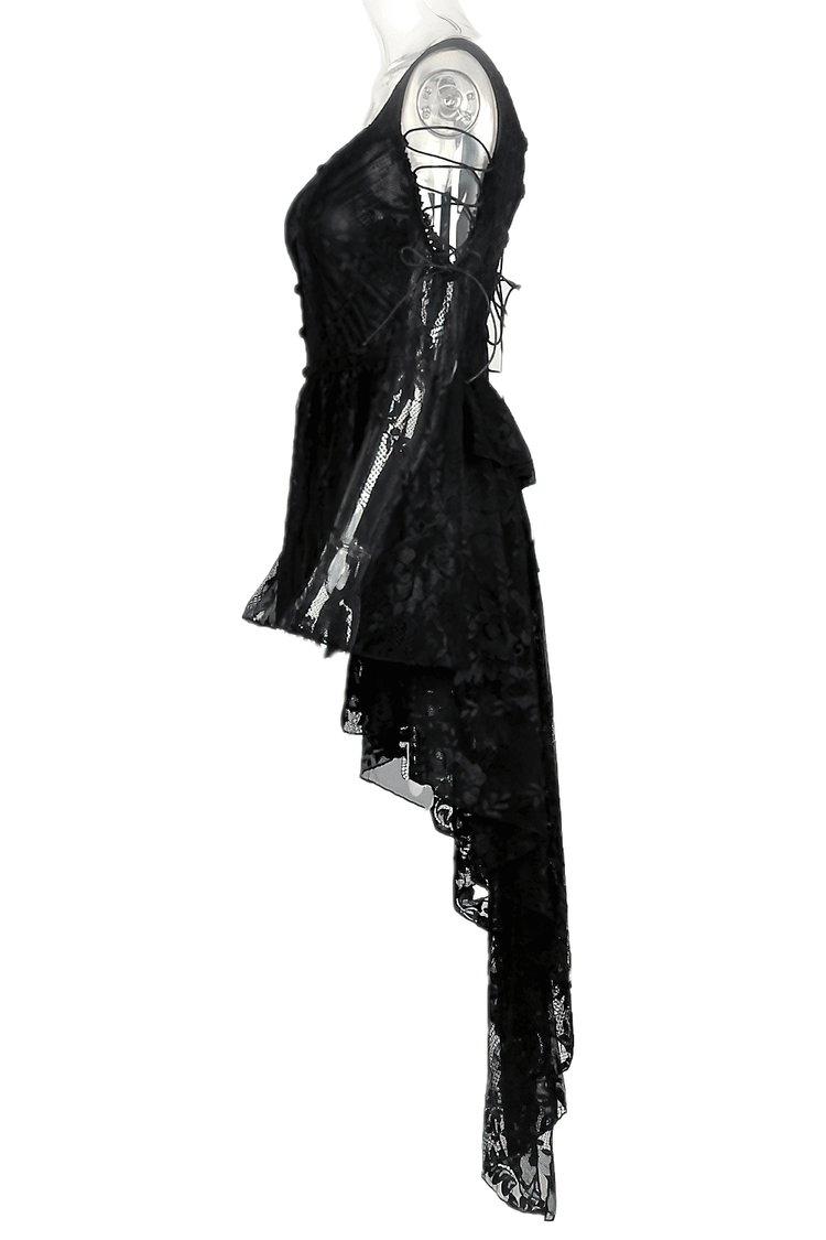 Gothic Off-the-Shoulder Lace Dress with Long Sleeves - image 5