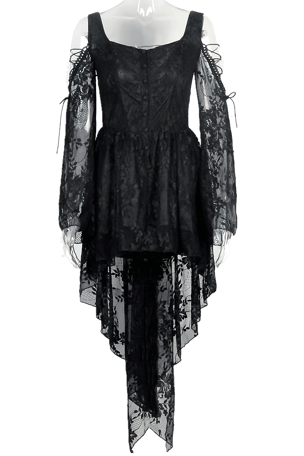 Gothic Off-the-Shoulder Lace Dress with Long Sleeves - image 4