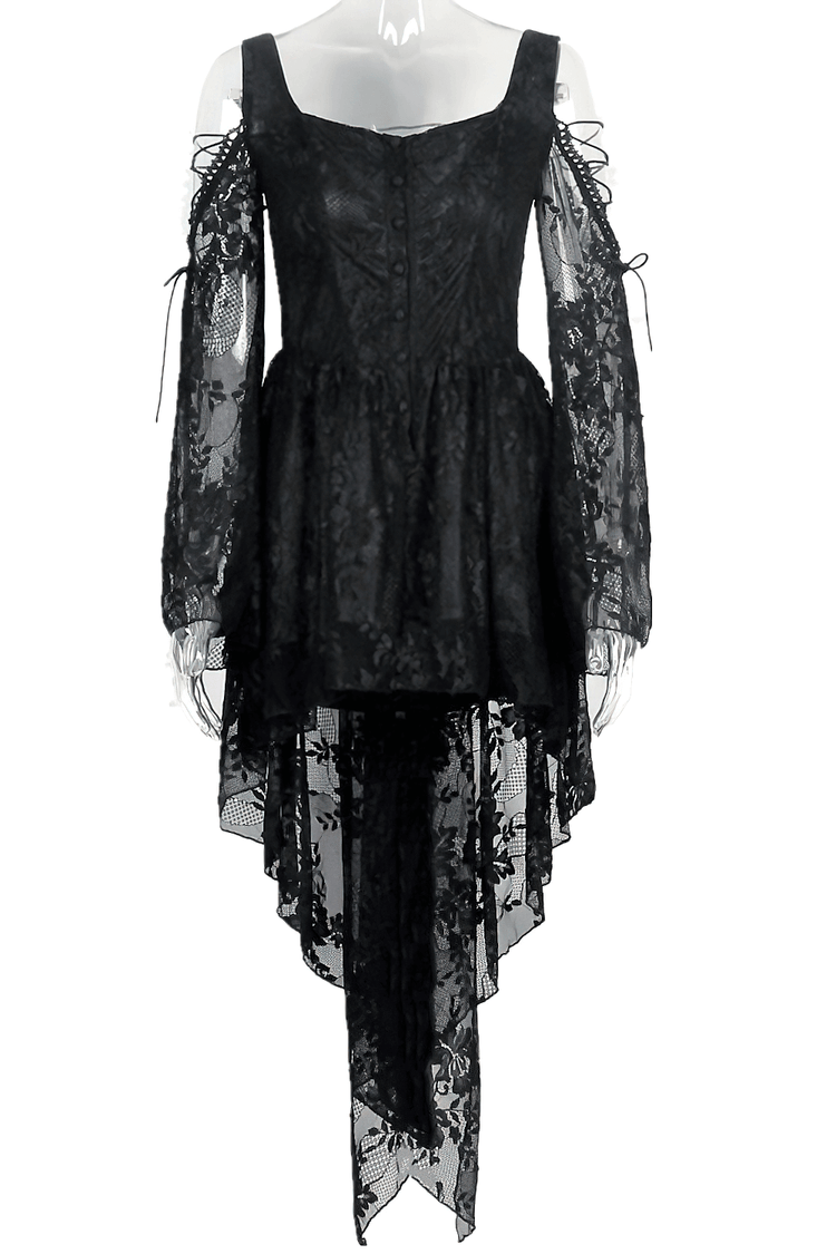 Gothic Off-the-Shoulder Lace Dress with Long Sleeves - image 4