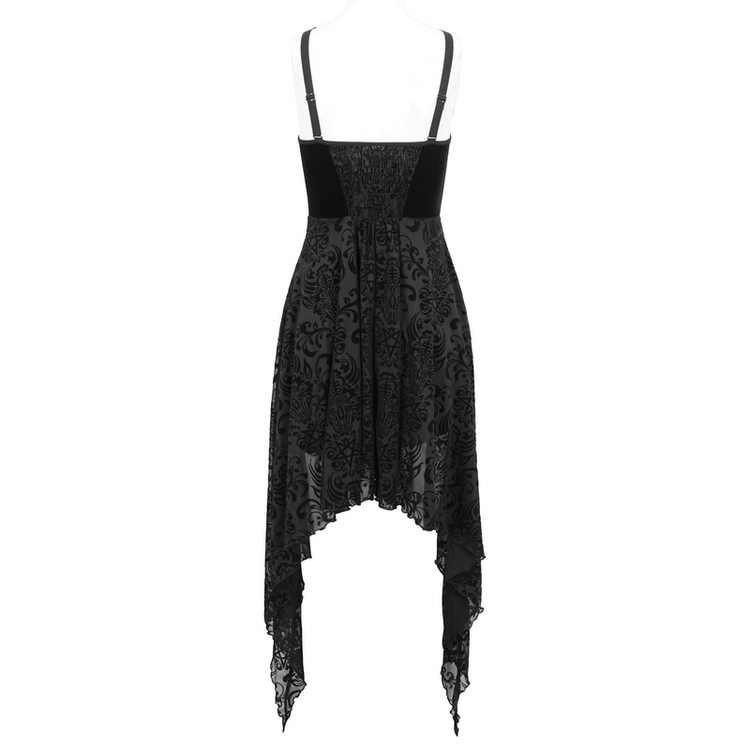 Gothic Pentagram Strappy Irregular Dresses / Women's Vintage Backless Black Dress - image 5