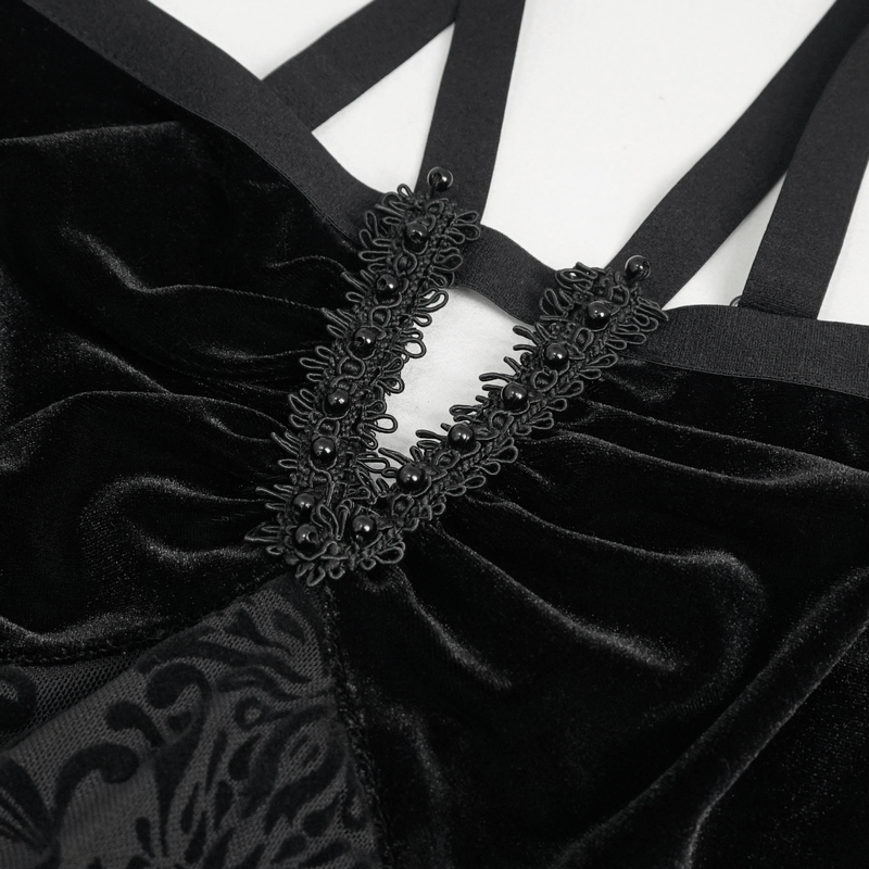 Gothic Pentagram Strappy Irregular Dresses / Women's Vintage Backless Black Dress - image 17