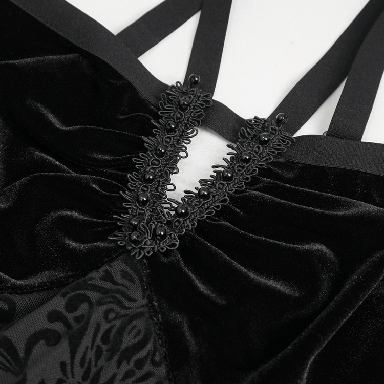Gothic Pentagram Strappy Irregular Dresses / Women's Vintage Backless Black Dress - image 17